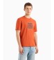 Armani Exchange T-shirt de algodo de corte regular com maxi patch com logtipo ASV laranja