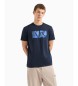 Armani Exchange Regular Fit T-Shirt mit abstraktem Logodruck aus navyfarbener ASV-Baumwolle