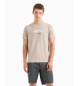 Armani Exchange Slim fit T-shirt with 3D effect logo in beige ASV ribbed jersey