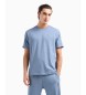 Armani Exchange T-shirt vestibilità regolare in cotone spesso con bande logo ASV blu