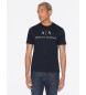 Armani Exchange Marineblaues Strick-T-Shirt mit normaler Passform