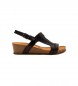 Art Leather sandals I Live black -Height 4,5cm wedge