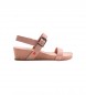 Art 1940s leather sandals I Imagine pink -Height 4,5cm wedge
