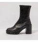 Art Czarne skórzane buty za kostkę - wysokość obcasa: 9 cm