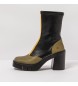 Art Sorte, gule ankelstøvler i læder -Hælhøjde: 9 cm