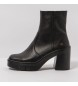 Art Black leather ankle boots -Heel height: 9cm