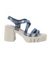 Art 1992F Eivissa blauw lederen sandalen -Hoogte hak 8,5cm