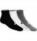 Asics 3 paketi četrtinskih nogavic črne, bele, sive barve