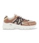 A|X Armani Exchange Sneakers i mesh med snörning och tjock sula i beige gummi