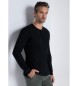 Bendorff T-shirt boutonn en piqu noir  manches longues