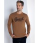 Bendorff Braunes Langarm-T-Shirt mit Prägung und Stickerei