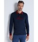 Bendorff Plo de manga curta com gola em jacquard azul-marinho