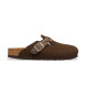 Birkenstock Leather Clogs Boston Braided dark brown