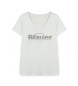 Blauer Glitzer-Degradé-T-Shirt weiß