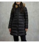 Blauer Veste longue bordée de fourrure Kristin noir