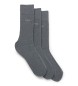BOSS Conjunto de 3 pares de meias compridas standard cinzentas