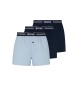 BOSS Pack 3 boxers em tecido azul-marinho