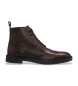 BOSS Braune Lederstiefeletten mit durchbrochenen Details