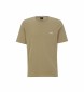 BOSS T-shirt m/c logo borst bruin groen