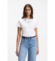 BOSS T-shirt de algodão de corte justo com logótipo bordado em branco