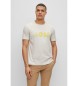 BOSS T-shirt in maglia con logo bianco sporco