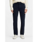 BOSS Marineblaue Stretch-Baumwollsatin-Hose in normaler Passform