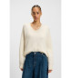 BOSS Camisola com decote em V em fio bege italiano