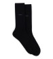 BOSS Conjunto de 2 pares de meias de algodão de comprimento médio pretas