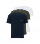 BOSS Paket 3 osnovnih majic mornarica, zelena, bela