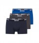 BOSS Set van 3 boxers blauw, grijs, zwart