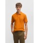 BOSS Polo arancione slim fit in cotone elasticizzato