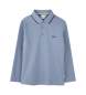 BOSS Langärmeliges blau-graues Poloshirt