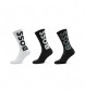 BOSS Lot de 3 chaussettes avec logo blanc et noir,