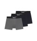 BOSS Lot de 3 boxers en coton stretch gris, noir