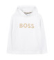 BOSS Hvid sweatshirt med hætte