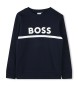 BOSS Sweatshirt med logotyp i marinbl frg