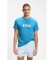 BOSS T-shirt em camisola de algod�o com impress�o do log�tipo em turquesa