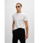 BOSS T-shirt in cotone stretch con righe e logo bianco