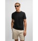BOSS Stretch-Baumwoll-T-Shirt mit Streifen und schwarzem Logo