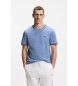 BOSS Stretch-Baumwoll-T-Shirt mit Streifen und blauem Logo