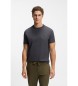 BOSS Camiseta Algodón Elástico detalle logo gris