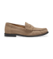 BOSS Suède mocassins met gegraveerd beige logo en antifascia
