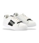 BOSS White logo embossed leather trainers