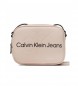 Calvin Klein Jeans Logo CK nude mini taske
