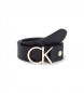 Calvin Klein Lederen riem Logo Riem zwart -breed, 3,5-