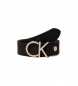 Calvin Klein Logo Belt cintura in pelle nera -ampia, 3,5-