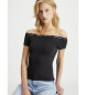 Calvin Klein Jeans Logo-Elastik-T-Shirt schwarz