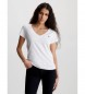 Calvin Klein Jeans Wąska koszulka z dekoltem w szpic, biała