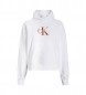Calvin Klein Jeans Hvid sweatshirt med htte i bomuld med hvidt monogram