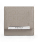 Calvin Klein Cartera de plegado triple con logo pequeo beige